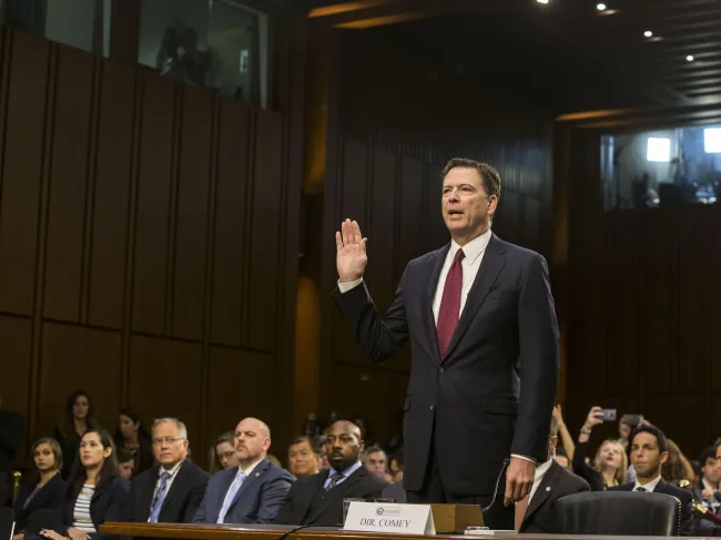 James Comey is sworn in to testify before a Congressional panel